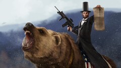 Bears Abraham Lincoln weapon Presidents Men machine gun hat