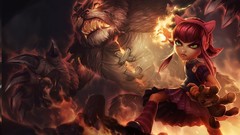 Bears flames anime girls animal ears teddy bears League of 