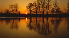 Beautiful sunset Lake nature