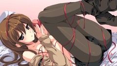 Beds anime girls blue eyes brunettes makise kurisu steins gate 