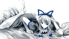 Beds anime girls blue eyes misaki kurehito touhou yakumo yukari 