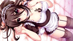 Beds anime girls maids panties thigh highs