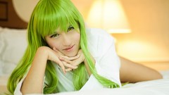 Beds bangs models green hair lying down ladyboy