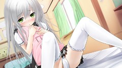 Beds bedroom long hair anime girls green eyes nyaruko