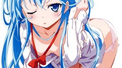Beds blue hair anime girls blue eyes touwa erio denpa onna to 