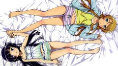 Beds long hair barefoot anime girls black hair gokou ruri 