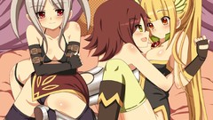 Beds red eyes blondes blush long hair anime girls boots green 