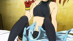 Beds red eyes sitting blush anime girls open mouth twintails 