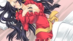 Beds scarfs blush embarrassment lying down cleavage One Piece 