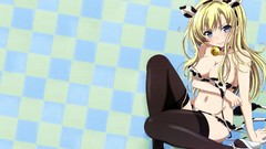 Bells sitting blondes long hair anime girls blue eyes boku wa 