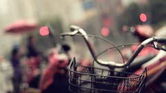 Bicycles bokeh baskets