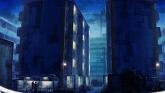 Bicycles buildings scenic Anime