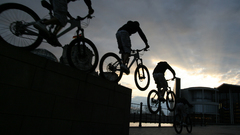Bicycles jumping
