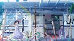 Bicycles rainbows artwork Anime