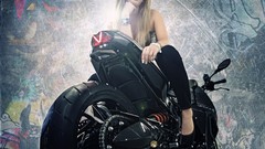 Bike woman predator BMW studio blondes models