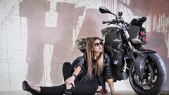 Bike woman predator BMW studio blondes models