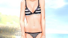 Bikini brunettes anime girls