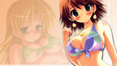 Bikini cleavage Anime swimsuits