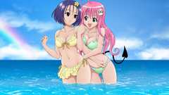 Bikini cleavage green eyes