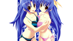 Bikini cleavage long hair