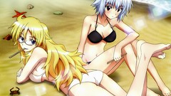 Bikini cleavage meganekko swimsuits