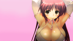 Bikini gloves redheads cleavage