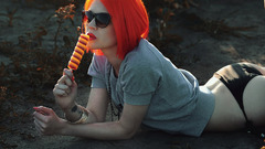 Bikini redheads ice cream