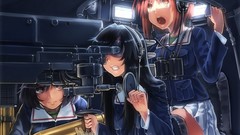 Binoculars uniforms short hair open mouth girls und panzer 