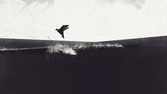 Birds abstract retro artwork grayscale Dan Matutina