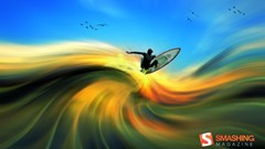 Birds abstract surfing surfers