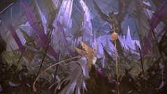 Birds Army armor staff long hair yellow eyes Owls silver hair 