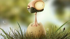 Birds artwork grass Animals