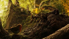 Birds Dragons fantasy art robins