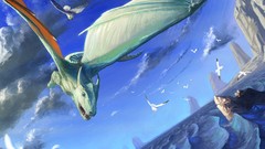 Birds Dragons flying Owls artwork fantasy art
