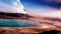 Birds Earth lakes outer space