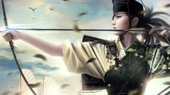 Birds Katana samurai armor fantasy art bow (weapon) armory