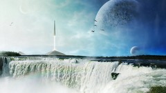 Birds pyramids waterfalls planets spaceships vehicles digital 
