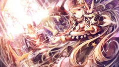 Birds red eyes angels long hair anime girls digital art