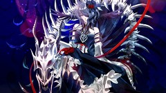 Birds roses Dragons Anime Manga skeletons anime girls blue dress