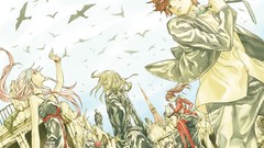 Birds ruins dress tie white hair red eyes coat shirts jackets 