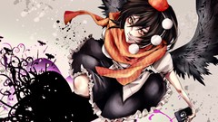 Birds wings hats Cameras skirts scarfs anime girls brunettes 