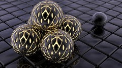 Black abstract eggs 3d spheres 3D view