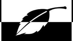 Black abstract white leaf