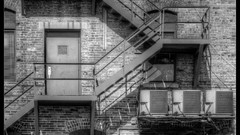 Black and white alley stairways