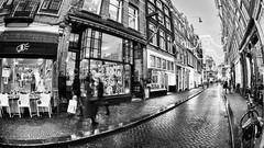 Black and white Amsterdam street roads monochrome architecture 