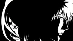 Black and white Anime bleach kurosaki ichigo kuchiki rukia 
