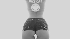 Black and white ass smiley short skirts jeans panties Slawa