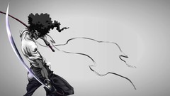 Black and white band Katana Afro Samurai anime boys afro