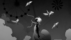 Black and white Birds anime girls