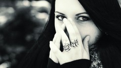 Black and white brunettes crying grayscale